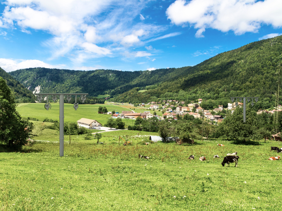 Windturbinen-Mast in der Landschaft